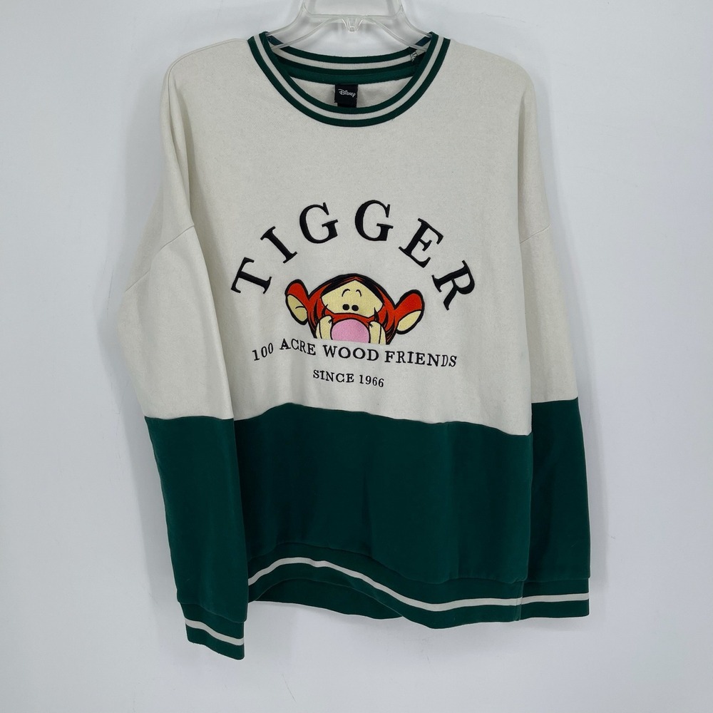 Disney‎ Women's Green Tigger 100 Acre Wood Friends Colorblock Sweatshirt Size L